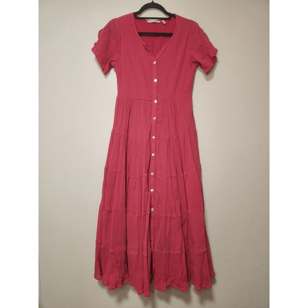 Soft Surroundings Womens Pink Tiered Maxi Dress Boho Size XS